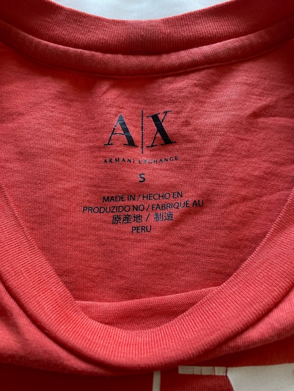 Armani Exchange Coral-Red AX Logo Short Sleeve Tee - Picture 3 of 6